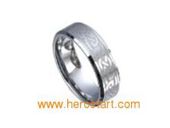 Celtic plain bevel tungsten ring图1