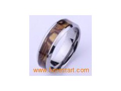 Tungsten ring golden shell inlaid图1