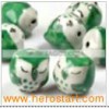 PB0008 green Hand printed Porcelain beads