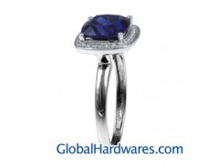 10k Gold Created Sapphire and Diamond Ring图1