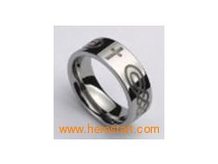 Cross shape and celtic engraving Tungsten Ring图1