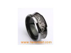 Dragon grooved black wedding ring jewelry图1