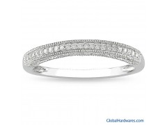 14k White Gold Diamond Wedding Band图1