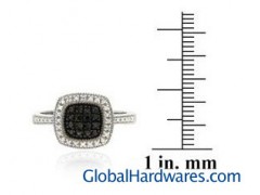 Sterling Silver Black Diamond Square Ring图1