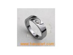 tungsten ring with CZ inlay -eye shape图1