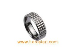 Shiny four edge faceted tungsten ring图1