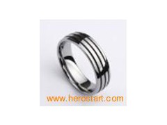 High polished and three strips tungsten ring图1