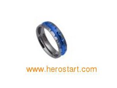 Blue tungsten carved ring图1