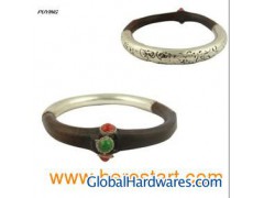 Ethnic Wooden Silver Alloy Bangle, Fashion Jewellery图1