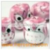 PB0006 pink Hand printed Porcelain beads