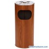 Woodgrain-painted Trash Can