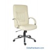 Luxury Cream Leather Faced Chair With Matching Simulated Frame O