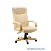 Luxury Cream Leather Faced Chair With Matching Simulated Frame 1