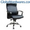 High back black leather chair