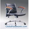 MANAGER CHAIR WITH CHROMED BASE AND WOODEN ARMREST