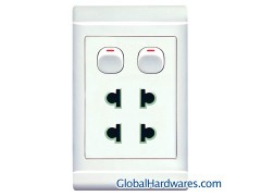 Twin Two-Pin Socket with Two-Gang Switch图1