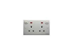Twin British Flush Sockets with Switch and Neon图1