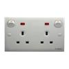 Twin British Flush Sockets with Switch and Neon