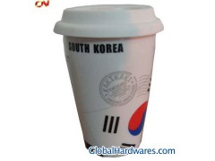 Double wall ceramic white mug图1