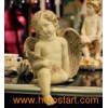 Cream Resin Colored Sitting Angel Decoration (820064)
