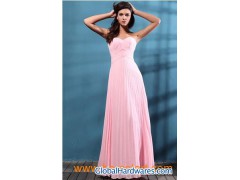 Stunning Full Length Pink Pleated Prom Dress图1