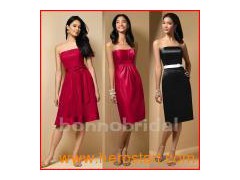 2011 New Style Strapless Tea-Length Bridesmaid Dress (B007)图1
