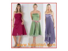 Strapless Knee Length Flower Bridesmaid Dress (B001)图1