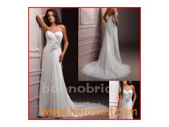 Handmade Flowers&Chiffon Wedding Dress (045)图1