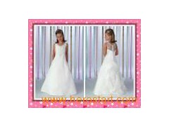 Satin & Organza & Brief Flower Girl Dress (H030)图1