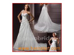 Trailing Style Handmade Flowers Wedding Gown (008)图1
