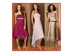 Strapless Knee Length Bridesmaid Dress (B003)图1
