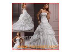 New Style Satin&Trail Wedding Gown (015)图1