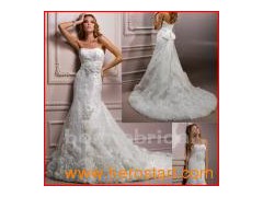Mermaid Style Handmade Flowers Wedding Dress (001)图1