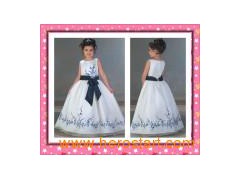Satin & Organza Flower Girl Dress (H022)图1
