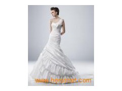 White Ribbon Ruffles Bridesmaid Dress (BM053)图1