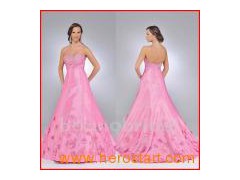Strapless&Beaded&Handmade Flowers Evening Dress (048)图1