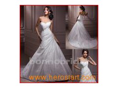 Elegant Strapless&Trail Wedding Dress (011)图1
