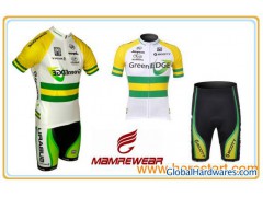 pro team yellow and green cycling suit with short sleeve图1