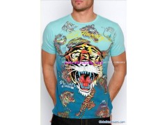 ED Hardy T-shirt blue red tige图1