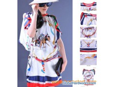 Floral Short Sleeve Silk Dress (A88197-1)图1