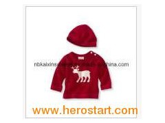 Baby′s Red Polo Sweater with a Beanie (KX-B64)图1