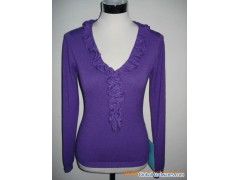 Ladies V neck sweater图1