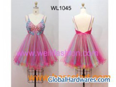 Short Beading Sexy Net Prom Dresses图1