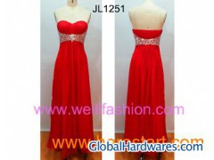 Long Pleated Beading Chiffon Evening Dresses图1