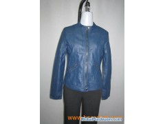 PU lady leather jacket图1
