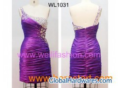 Short Pleated Beading Taffeta Dresses图1