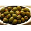 Scratched green olives