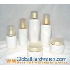 White Blown Frosted Cream Cosmetic Glass Bottles and Jars