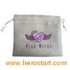 Embroidered Gray Jewelry Drawstring Pouch Durable For Weddi