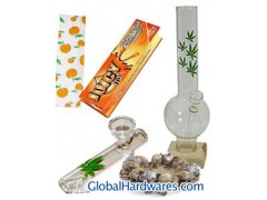 Cigarette Papers Smoking Pipes and Skull Ash Trays